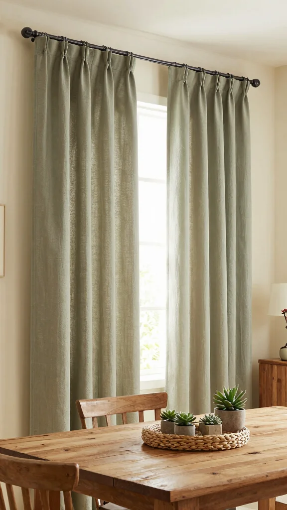 11 Dining Room Curtain Ideas for Softness, Privacy, and Style - 2. Earthy Tones with Cotton Blends 1