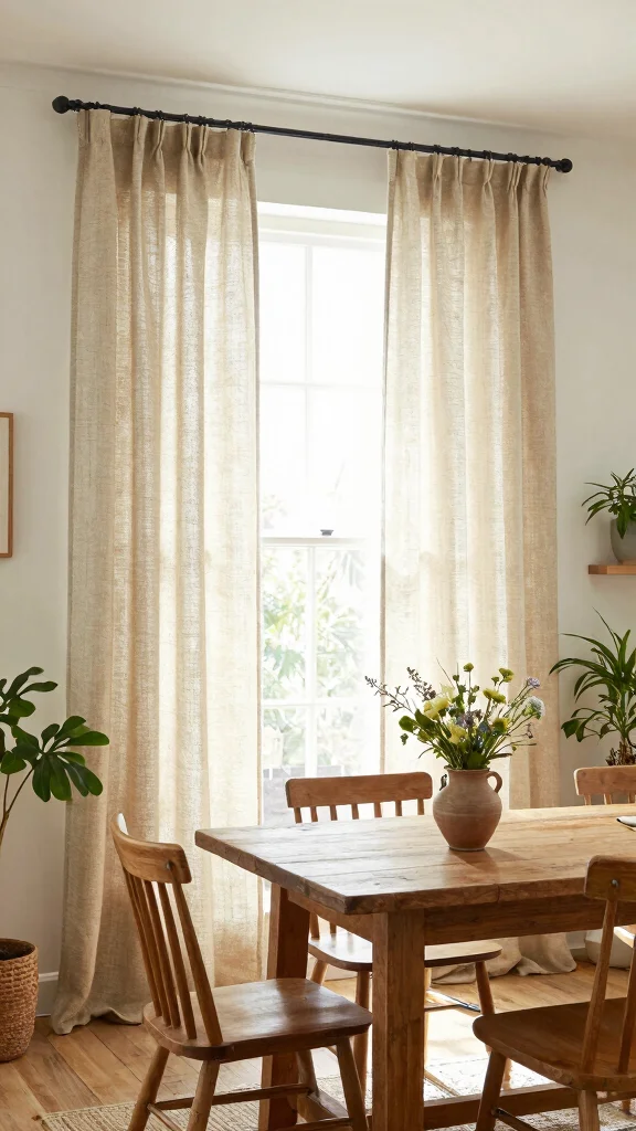 11 Dining Room Curtain Ideas for Softness, Privacy, and Style - 6. Sustainable Jute and Hemp Fabric Curtains 1