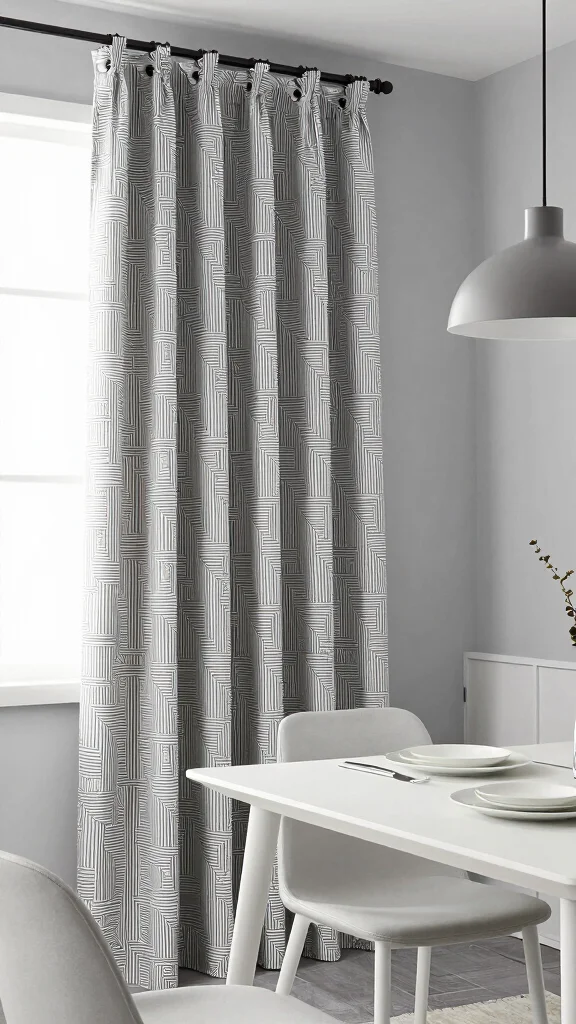 11 Dining Room Curtain Ideas for Softness, Privacy, and Style - 7. Modern Geometric Prints 1