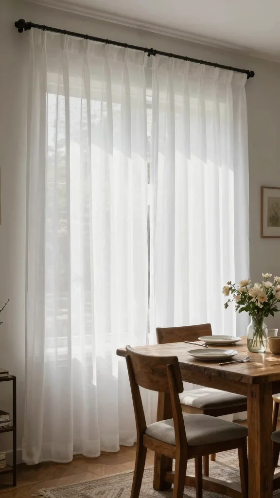 11 Dining Room Curtain Ideas for Softness, Privacy, and Style - 8. Sheer Privacy Curtains 1
