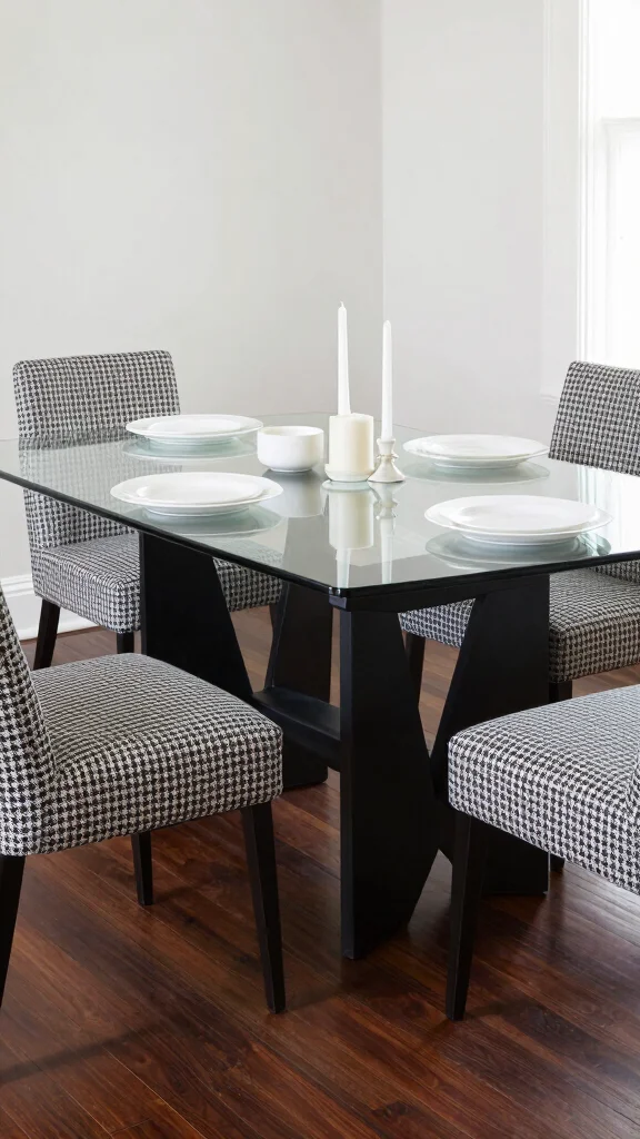 11 Dining Room Glass Table Ideas That Open Up Any Space - 9. Bold Contrast 1