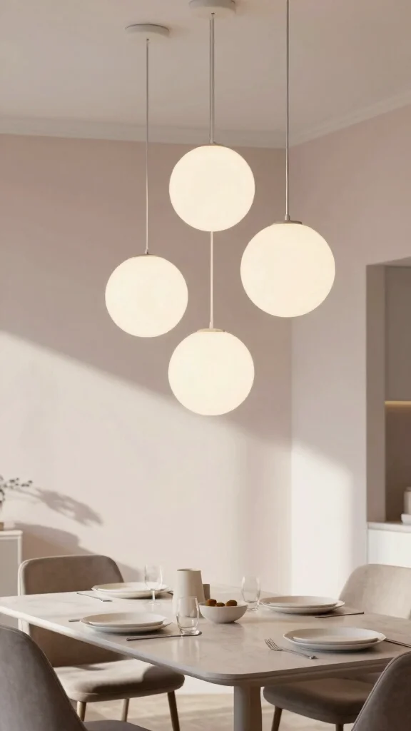 11 Dining Room Light Fixture Ideas Over the Table for the Perfect Glow - 4. Minimalist Globe Lights 1
