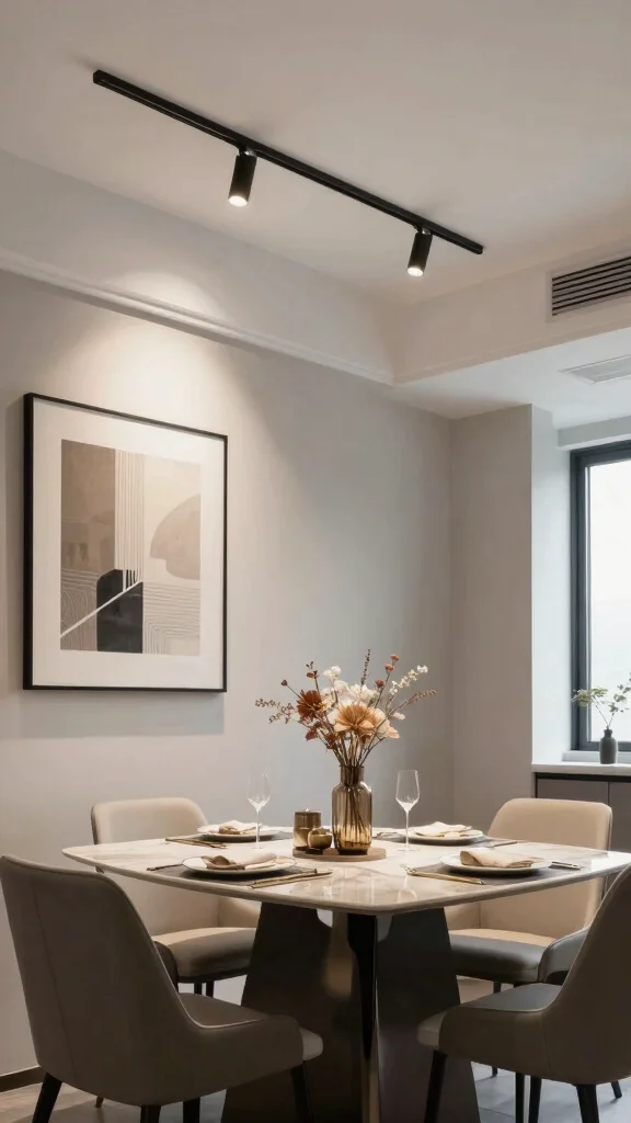 11 Dining Room Light Fixture Ideas Over the Table for the Perfect Glow - 6. Modern Track Lighting 1