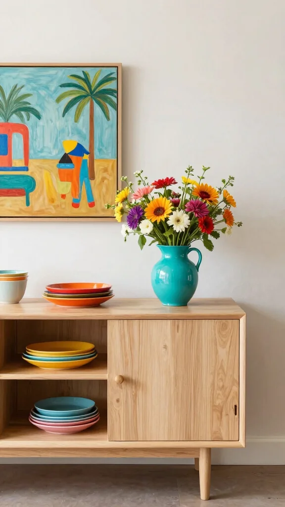 11 Dining Room Sideboard Decor Ideas for a Styled, Functional Space - 9. Play with Color 1