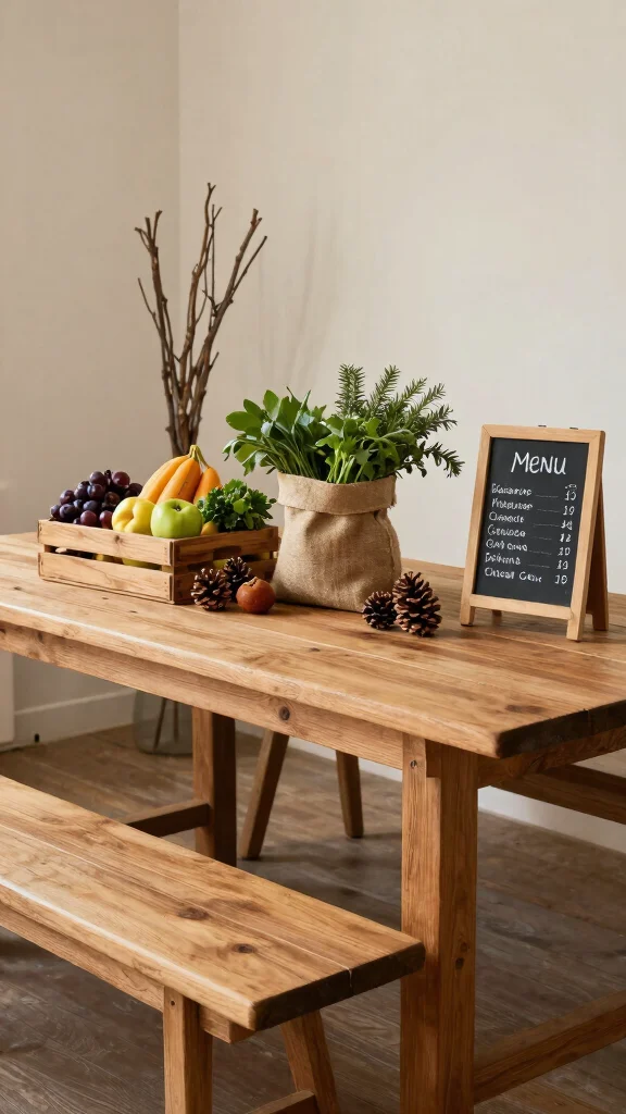 11 Dining Room Table With Bench Ideas for a Casual, Cozy Feel - 8. Rustic Charm with Farm Produce Displays 1