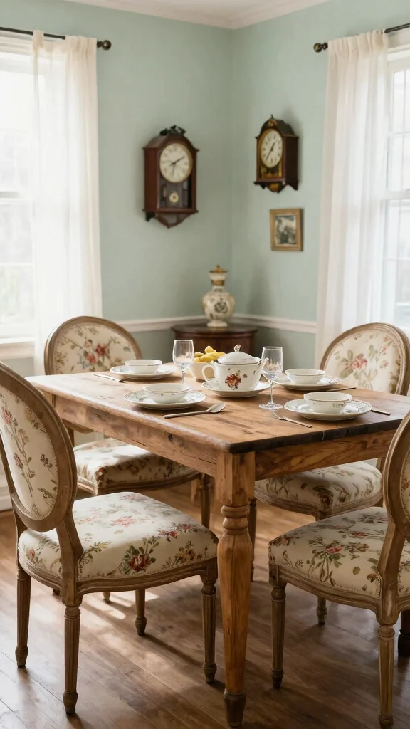 11 Dining Room Upholstered Chair Ideas for Comfort and Style - 6. Vintage-Inspired Upholstery 1