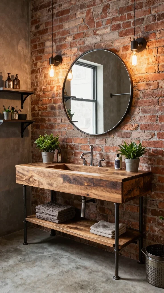 11 Floating Vanity Bathroom Concepts for a Clean, Modern Space - 2. Industrial Chic 1