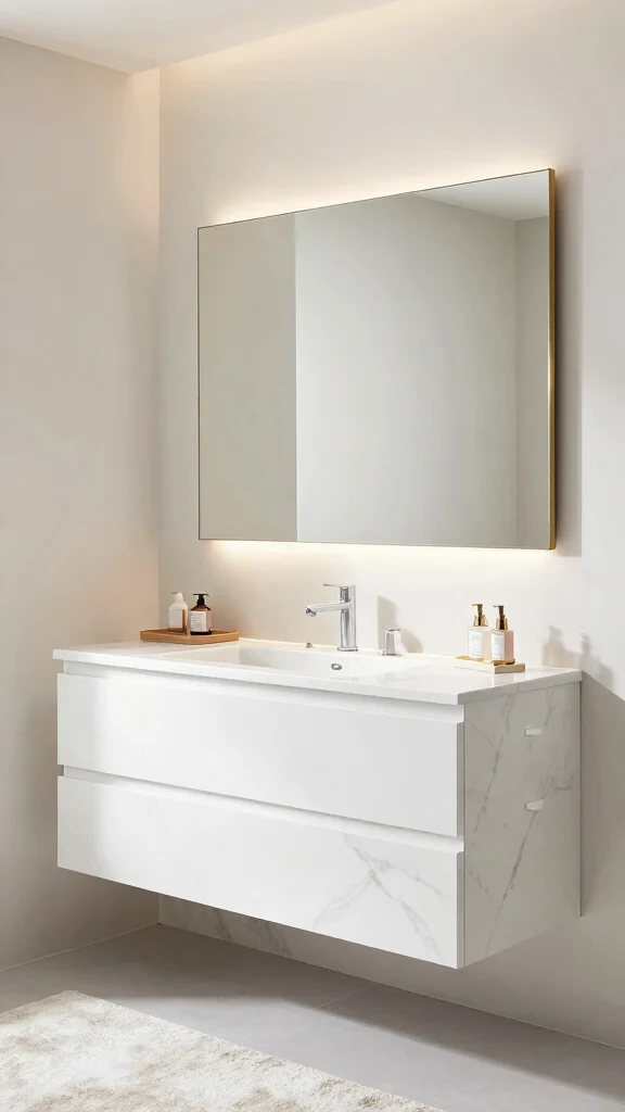 11 Floating Vanity Bathroom Concepts for a Clean, Modern Space - 3. Luxurious Marble Elegance 1
