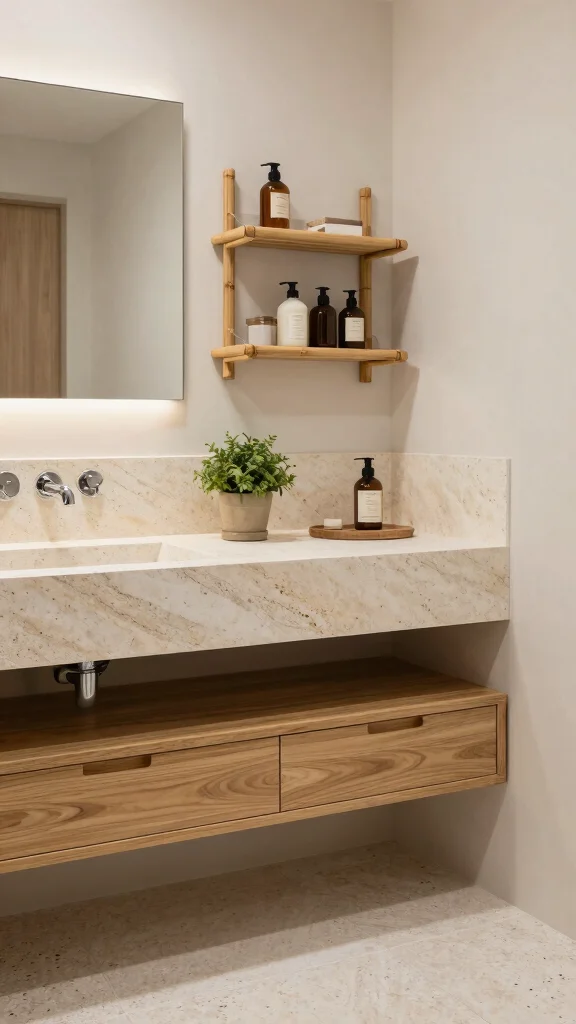 11 Japandi Bathroom Ideas for a Calm, Clean, and Minimal Space - 4. Sustainable Materials 1