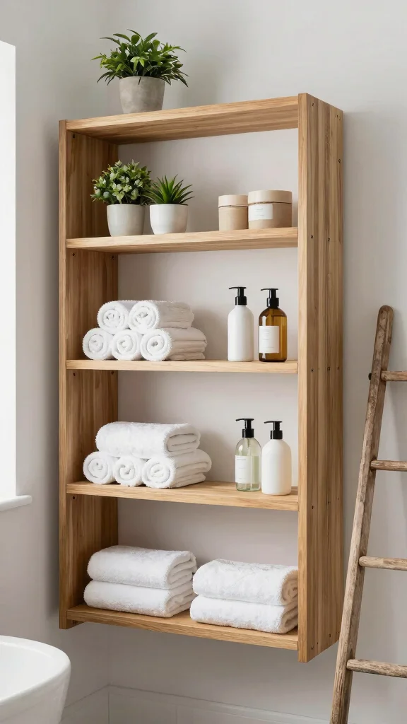11 Japandi Bathroom Ideas for a Calm, Clean, and Minimal Space - 7. Open Shelving 1