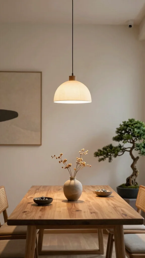 11 Japandi Dining Room Concepts for a Calm, Minimal Everyday Space - 3. Zen-inspired Decor 1