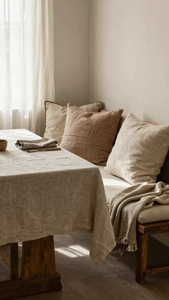 11 Japandi Dining Room Concepts for a Calm, Minimal Everyday Space - 4. Earthy, Textured Fabrics 1