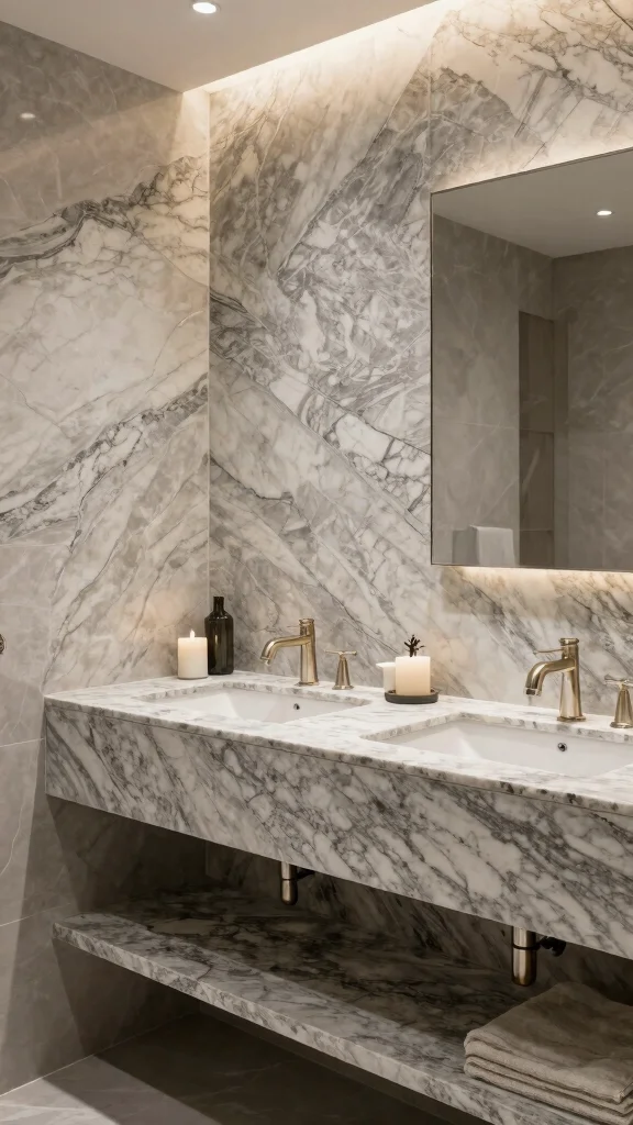 11 Restroom Backsplash Ideas for a Fresh, Custom Look - 4. Natural Stone: Timeless Sophistication 1