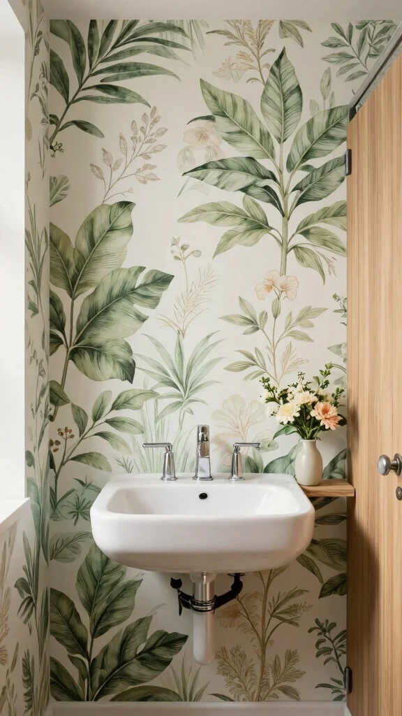 11 Restroom Backsplash Ideas for a Fresh, Custom Look - 6. Botanical Prints: Nature-Inspired Design 1