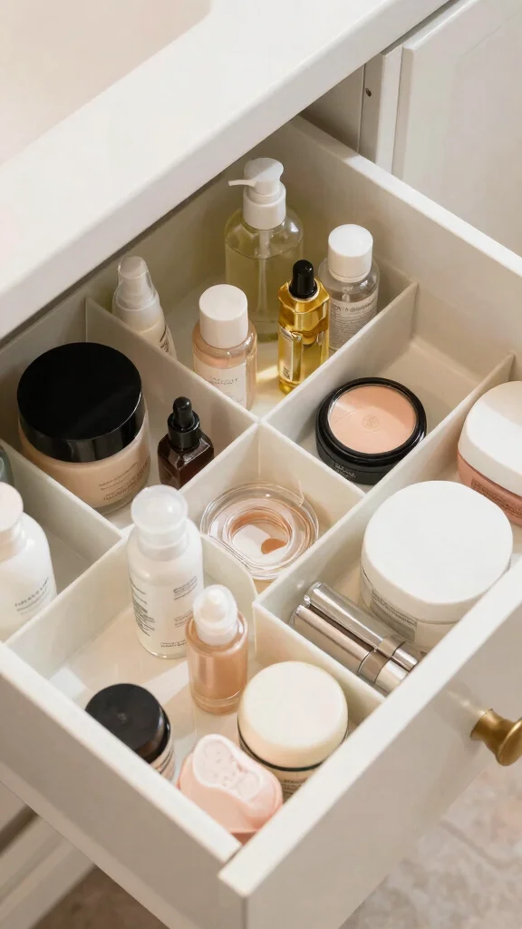 11 Restroom Cabinet Organization Ideas That Create Order Fast - 4. Incorporate Drawer Organizers 1