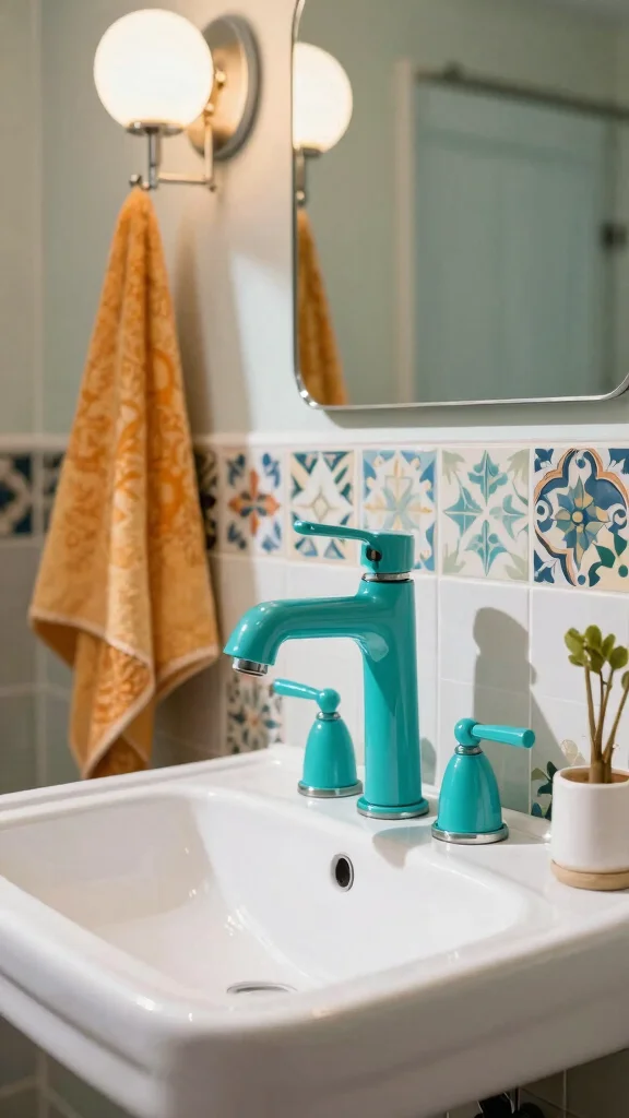 11 Restroom Faucet Ideas That Upgrade the Whole Sink Instantly - 10. Retro-Modern Blends 1
