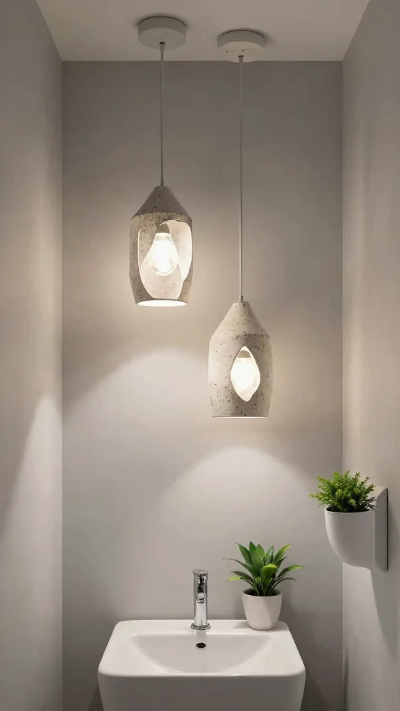 11 Restroom Light Fixture Ideas for Bright and Flattering Style - 4. Statement Pendant Lights for Bold Flair 1