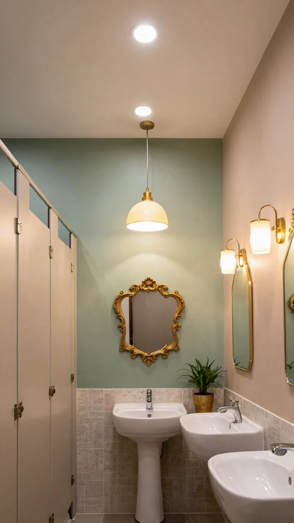 11 Restroom Light Fixture Ideas for Bright and Flattering Style - 9. Combining Fixtures for Dynamic Lighting 1