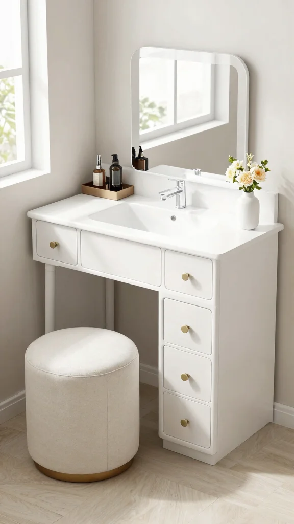 11 Restroom Makeup Vanity Ideas for a Functional Beauty Space - 4. Multi-Functional Vanity Tables 1