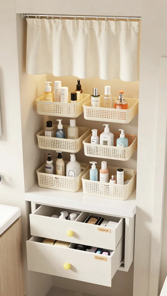 11 Restroom Makeup Vanity Ideas for a Functional Beauty Space - 5. Under-Sink Storage Solutions 1