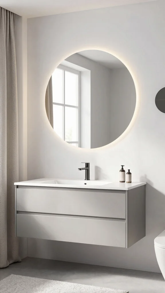 11 Restroom Vanity Mirror Ideas for a More Polished Space - 2. Circular Mirrors with LED Lighting 1