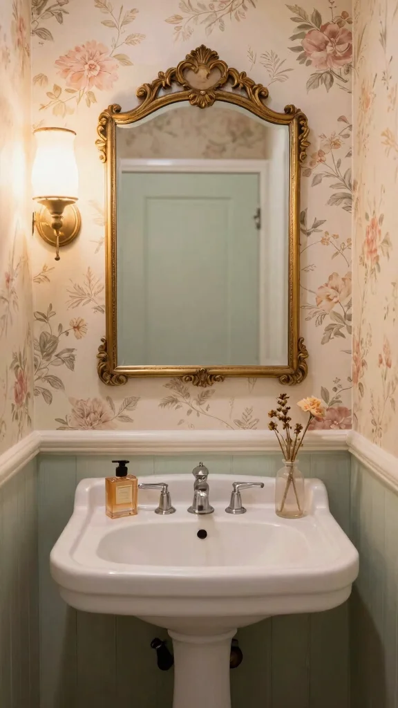 11 Restroom Vanity Mirror Ideas for a More Polished Space - 3. Vintage-Inspired Mirrors 1