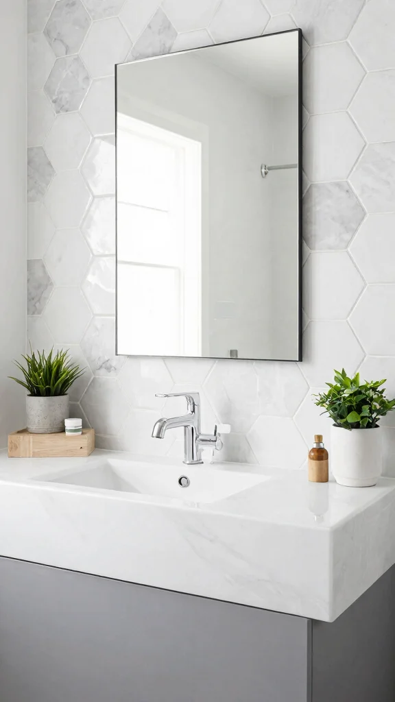 12 Bathroom Floor Tile Ideas for Every Style and Budget - 6. Hexagonal Tiles 1