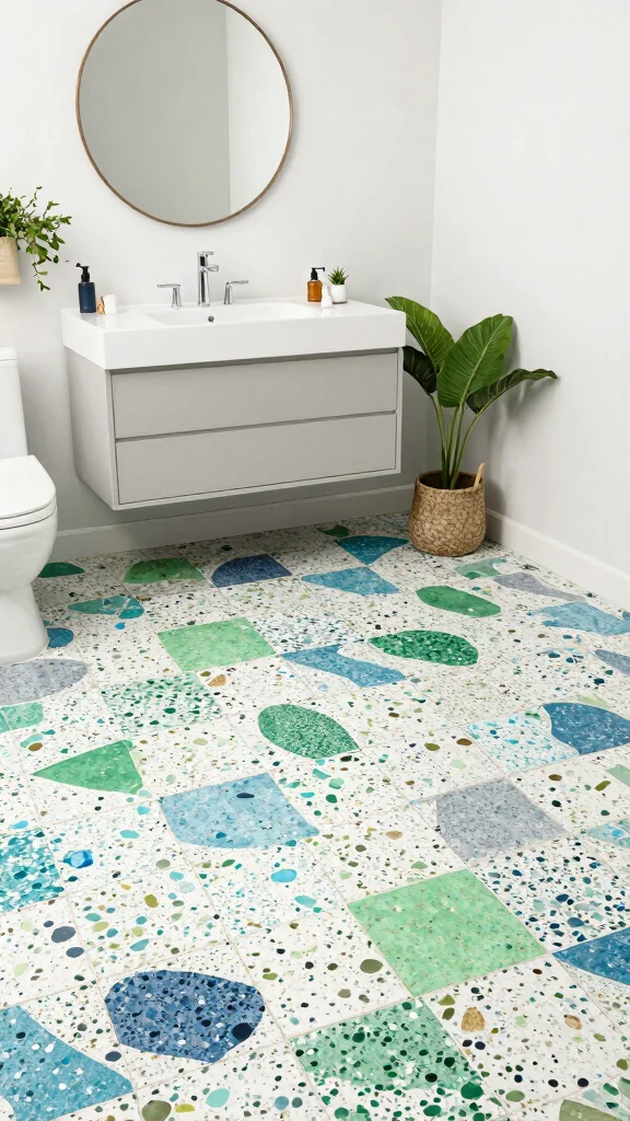 12 Bathroom Floor Tile Ideas for Every Style and Budget - 9. Terrazzo Tiles 1
