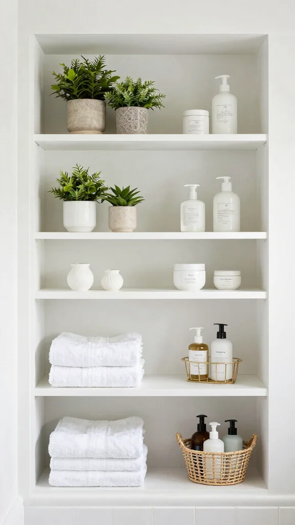 12 Bathroom Makeover Ideas on a Budget With a Big Visual Impact - 11. Open Shelving 1