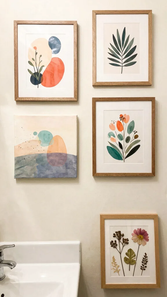 12 Bathroom Makeover Ideas on a Budget With a Big Visual Impact - 8. DIY Artwork 1