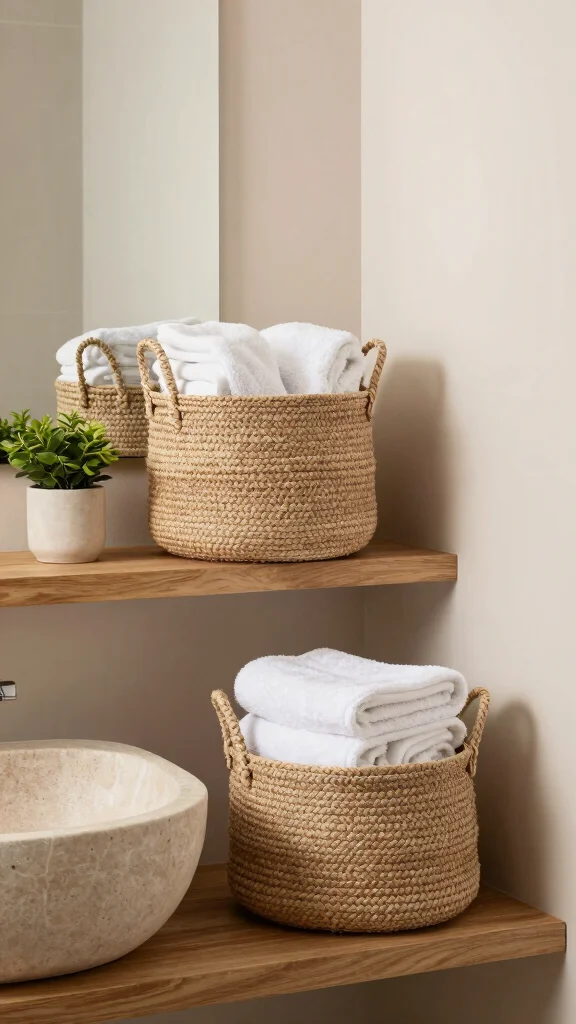 12 Bathroom Towel Storage Ideas That Keep Things Tidy and Accessible - 2. Stylish Towel Baskets 1