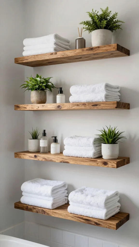 12 Bathroom Towel Storage Ideas That Keep Things Tidy and Accessible - 3. Wall-Mounted Shelves 1