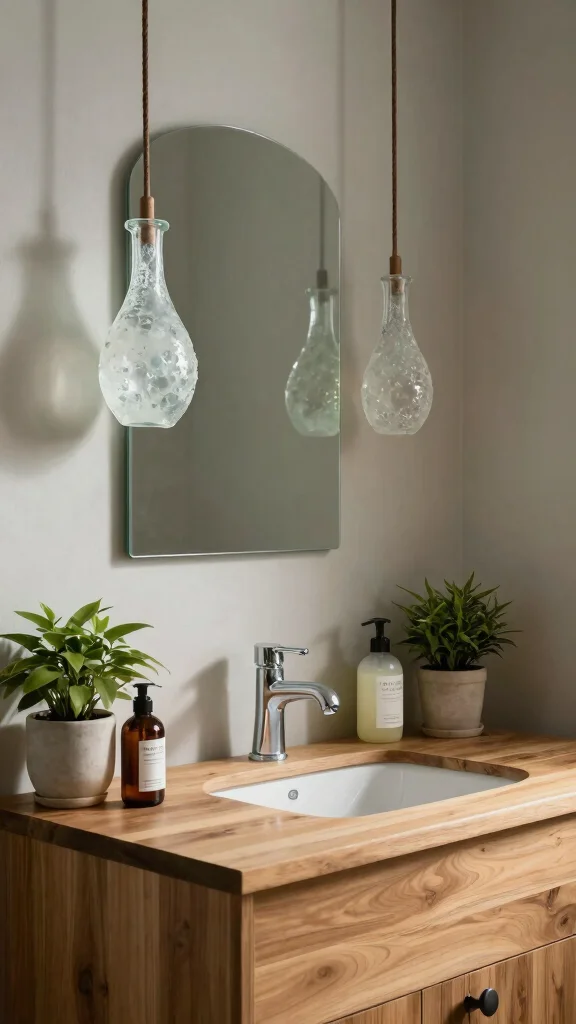 12 Bathroom Vanity Light Ideas That Flatter Without the Glare - 6. Eco-Friendly Recycled Glass Fixtures 1