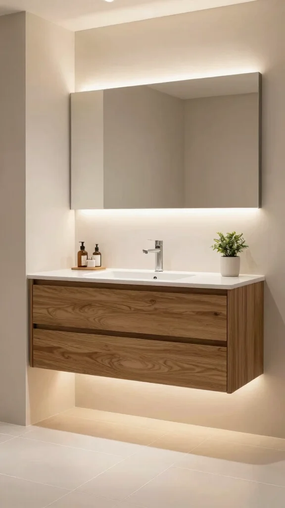 12 Bathroom Vanity Light Ideas That Flatter Without the Glare - 7. Under-Cabinet Lighting for Practicality 1