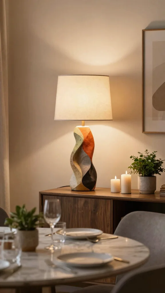 12 Dining Room Light Fixture Ideas That Make the Room Feel Complete - 12. Artistic Table Lamps 1
