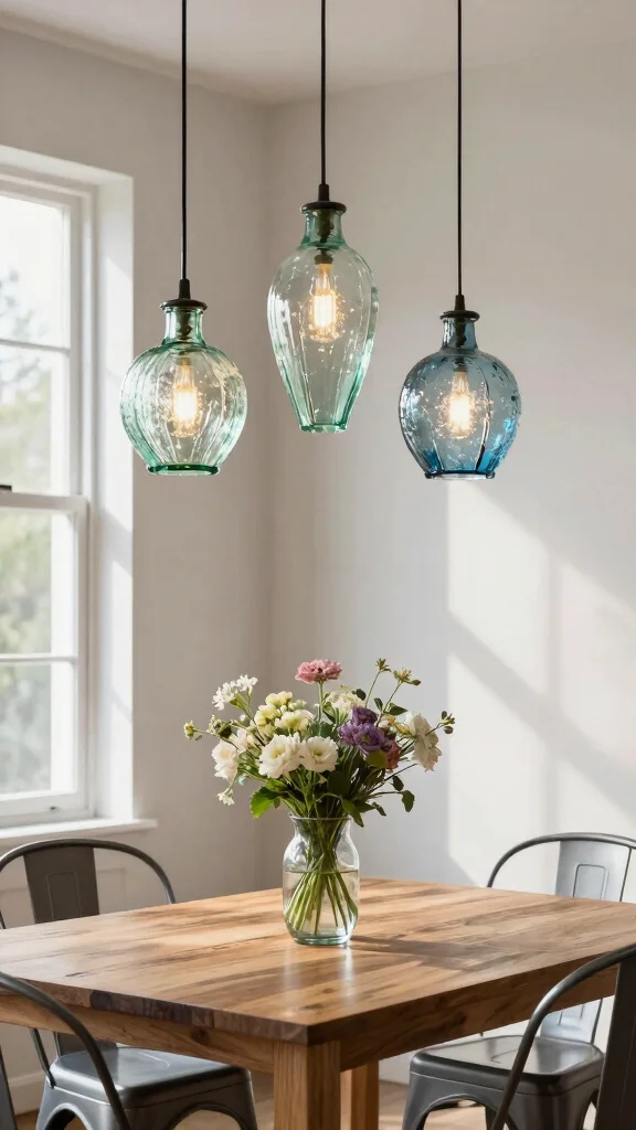 12 Dining Room Light Fixture Ideas That Make the Room Feel Complete - 2. Glass Pendant Lights 1