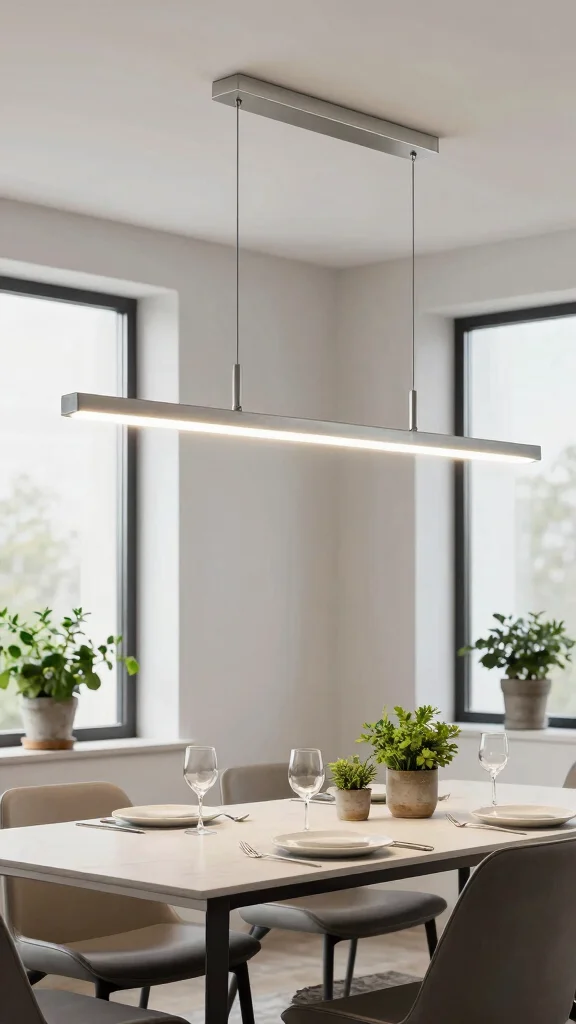 12 Dining Room Light Fixture Ideas That Make the Room Feel Complete - 7. Modern Linear Lighting 1