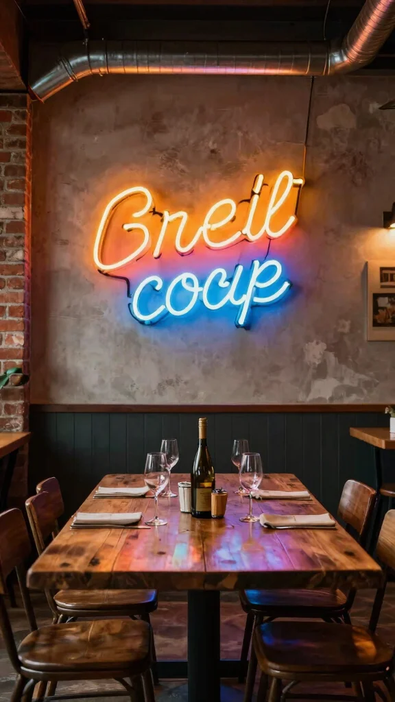 12 Dining Room Lighting Ideas Over the Table That Set the Mood - 10. Vintage Neon Signs 1