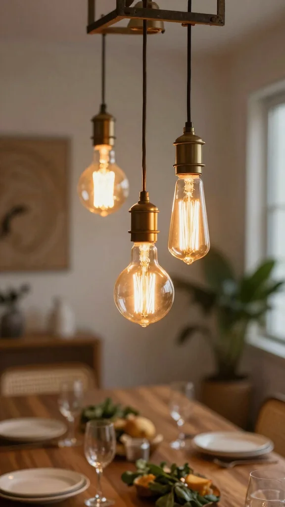 12 Dining Room Lighting Ideas Over the Table That Set the Mood - 6. Vintage Bulbs for Extra Charm 1