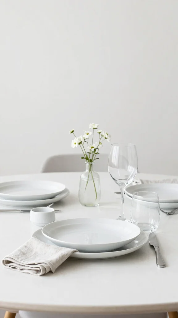 12 Dining Room Table Decor Ideas That Stay Simple and Stunning - 6. Minimalist Tableware 1