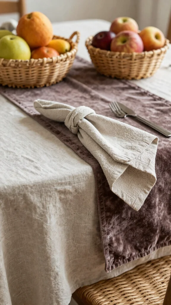 12 Dining Room Table Decor Ideas That Stay Simple and Stunning - 7. Textured Fabrics 1