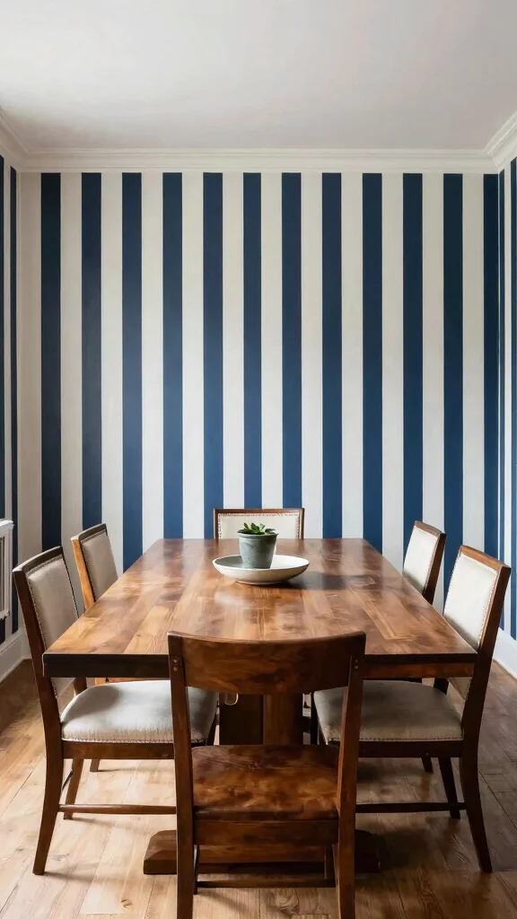 12 Dining Room Wallpaper Ideas That Add Drama and Personality - 7. Classic Stripes 1