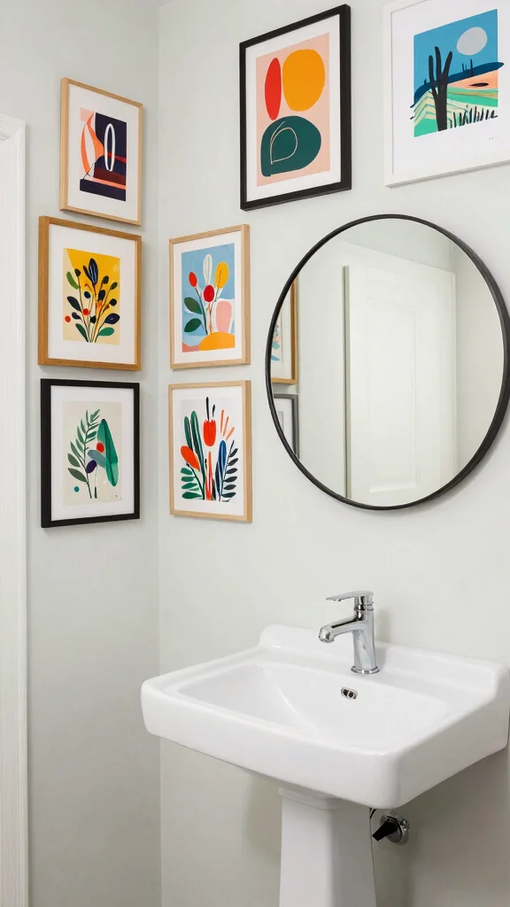 12 Half Bathroom Remodel Ideas That Make a Small Space Shine - 9. Artistic Wall Art 1