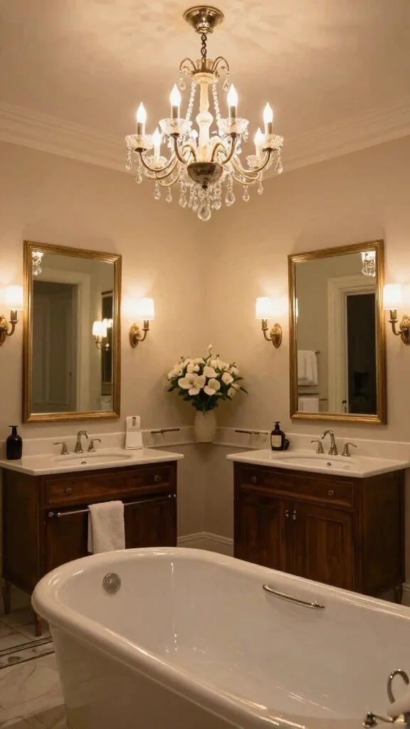 12 Master Bathroom Remodel Ideas That Feel Like a Luxury Hotel - 5. Elegant Lighting Fixtures 1