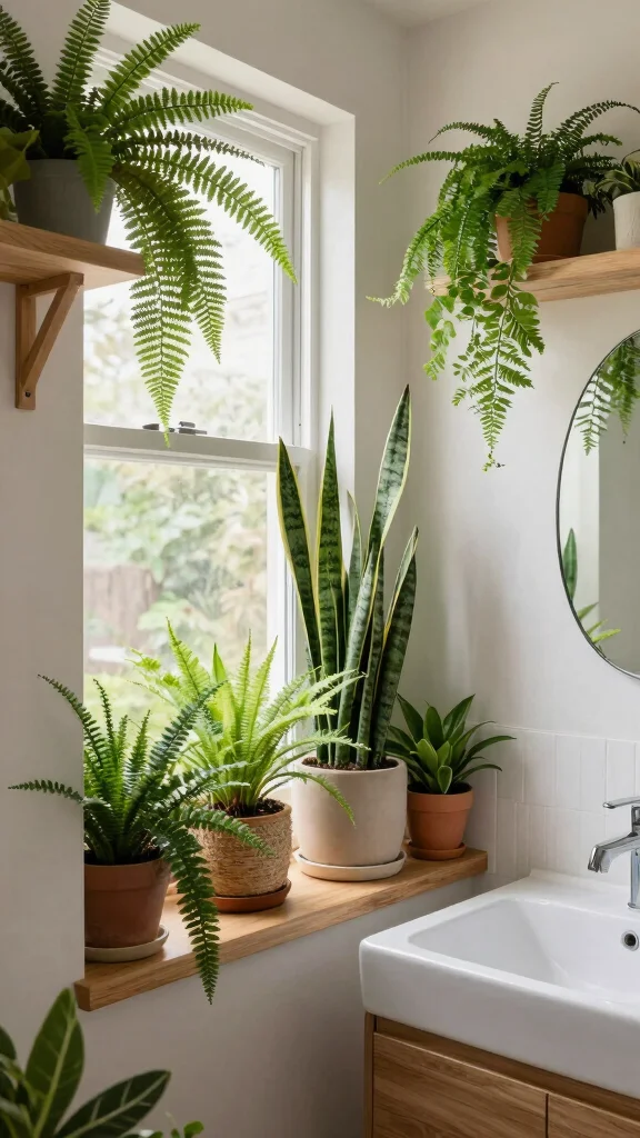 12 Modern Restroom Remodel Ideas for a Clean, Updated Look - 10. Vibrant Plant Life 1