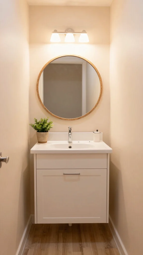 12 Restroom Mirror Ideas That Add Style and the Illusion of Space - 1. Round Mirrors for Softness 1