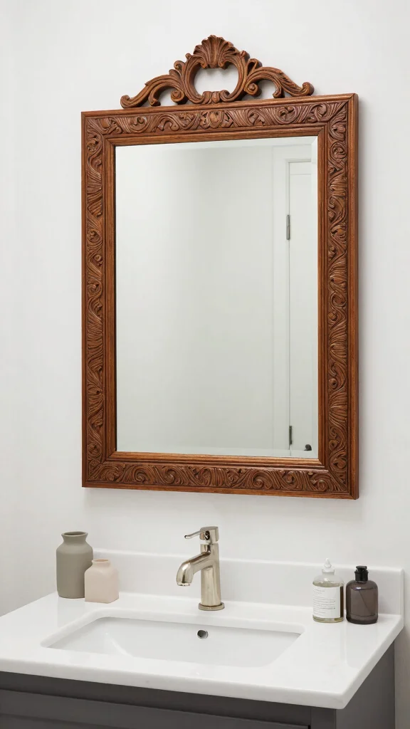12 Restroom Mirror Ideas That Add Style and the Illusion of Space - 6. Decorative Frames for Added Style 1