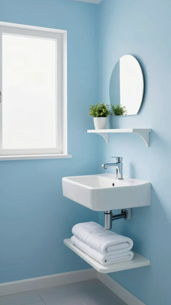 12 Restroom Paint Colors That Work for Every Size and Style - 1. Soft Pastel Blue for Serenity 1