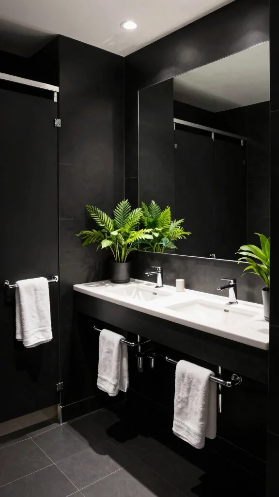 12 Restroom Paint Colors That Work for Every Size and Style - 11. Chic Black for Modern Drama 1