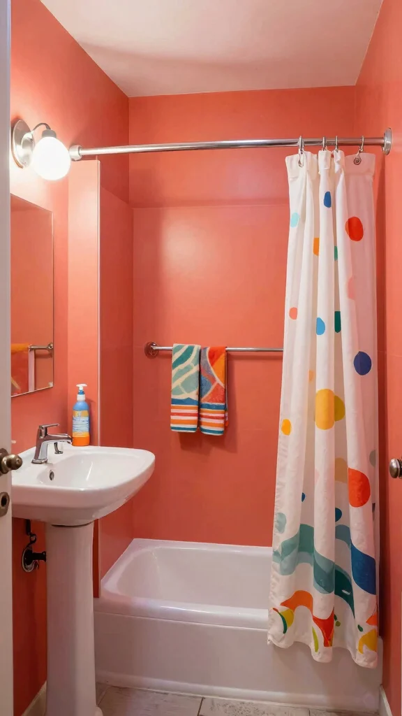 12 Restroom Paint Colors That Work for Every Size and Style - 4. Vibrant Coral for a Fun Splash 1